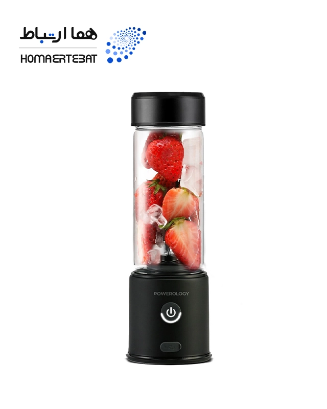 مخلوط کن و جویسر پرتابل پاورولوژی Powerology New 6-Blade Portable Juicer 450mL 126W PN6BPJBK بدنه فلز آلومینیوم